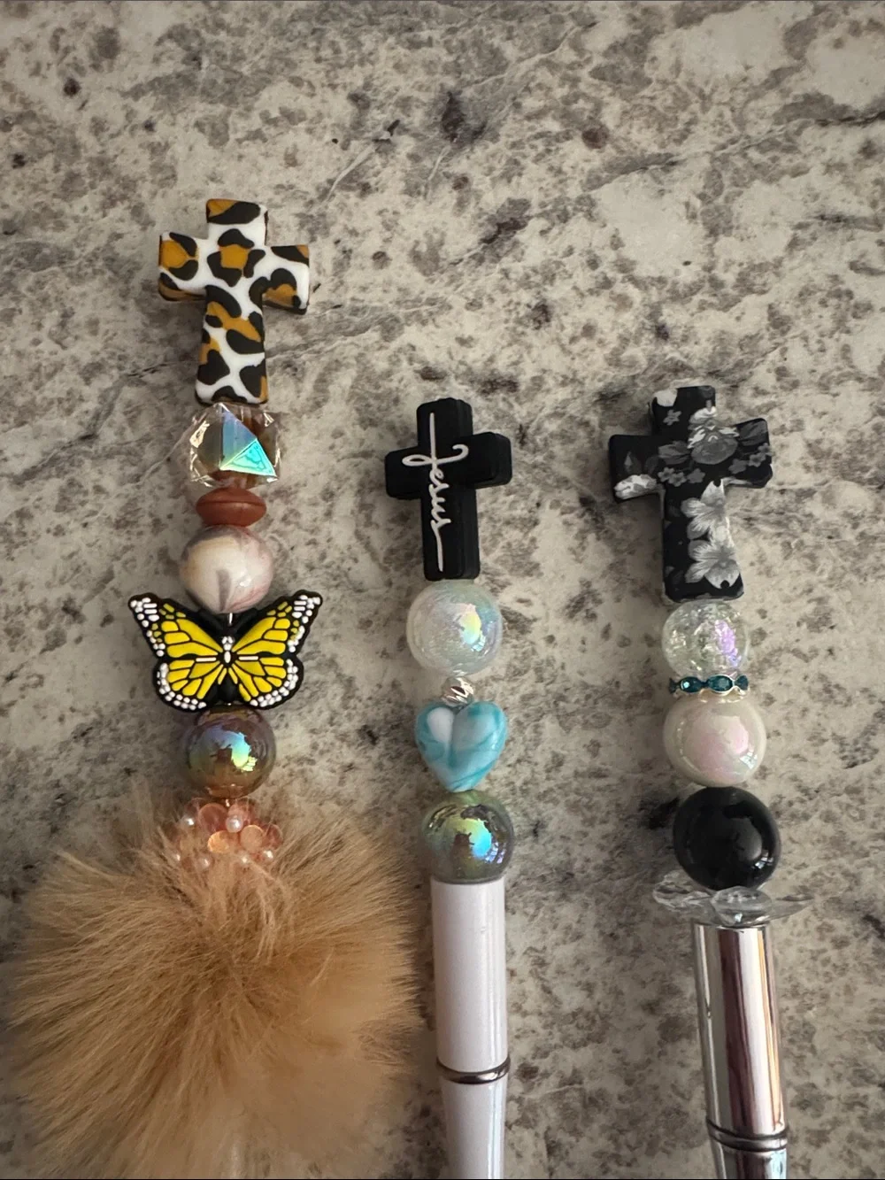 NWOT Bundle of 3 Beaded Pens with Crosses Handmade by Me